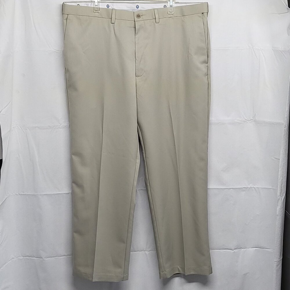 Haggar Cool 18 Pants Classic Fit Mens 42 X 29 Hidden Elastic Waist Straight Leg